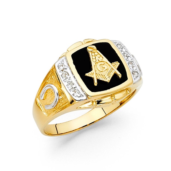 14K Yellow Gold Onyx Men's Ring